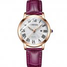 Women's Luxury Fashionable Rose Gold Purple Wrist Watches Leather Watch