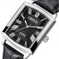 Mens Watches Silver Sports Business Clock Waterproof Leather Analog Quartz