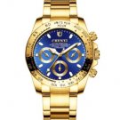 Men Golden Blue Luxury Watches Fashion Simple Analog Quartz Stainless Steel