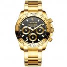 Men Golden Black Luxury Watches Fashion Simple Analog Quartz Stainless Steel