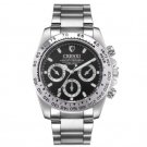 Men Silver Black Luxury Watches Fashion Simple Analog Quartz Stainless Steel