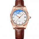 Women Watches Luxury Leather Ladies Brown RoseGold Quartz Waterproof
