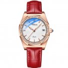 Women Watches Luxury Leather Ladies Red RoseGold Quartz Waterproof