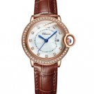 Women Watches Brown RoseGold Leather Luxury Brand Clock Waterproof Quartz Ladies