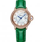 Women Watches Green RoseGold Leather Luxury Brand Clock Waterproof Quartz Ladies