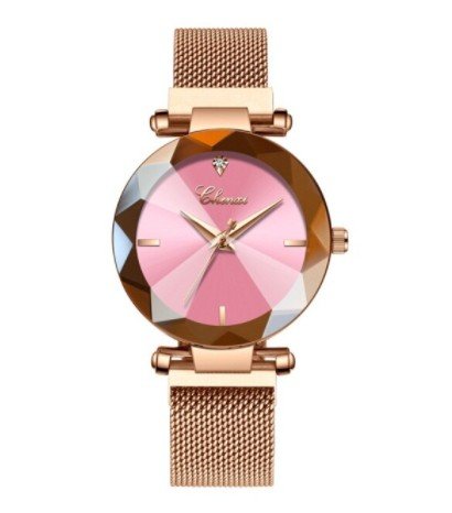 Gem Cut Geometry Wristwatches Pink Ladies Luxury Quartz Watches Women's