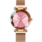 Gem Cut Geometry Wristwatches Pink Ladies Luxury Quartz Watches Women's