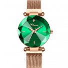 Gem Cut Geometry Wristwatches Green Ladies Luxury Quartz Watches Women's