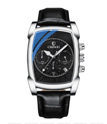 Watch Men Quartz Sport Silver Chronograph Clock Male Date Calendar Leather