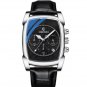 Watch Men Quartz Sport Silver Chronograph Clock Male Date Calendar Leather