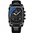 Watch Men Quartz Sport Black Chronograph Clock Male Date Calendar Leather