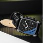 Watch Men Quartz Sport Black Chronograph Clock Male Date Calendar Leather