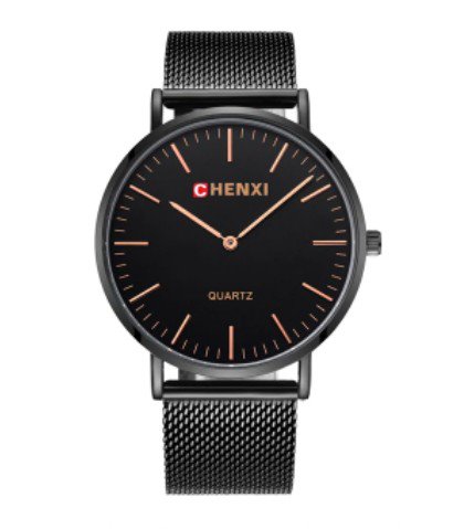 Men Stainless Steel Black Mesh Strap Wristwatches Men's Quartz Watch Fashion Male