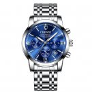 Mens Watches Chronograph Stainless Steel Silver Blue Quartz Watch Men Date Calendar Mens Watches Chronograph Stainless Steel Silver Blue Quartz Watch Men Date Calendar