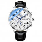 Mens Watches Luxury Chronograph Black White Waterproof Analog Quartz Watch Stainless Steel