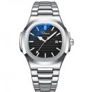 Mens Watches Silver Black Business Men Stainless Steel Waterproof Luminous Wrist Watch