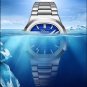 Mens Watches Silver Blue Business Men Stainless Steel Waterproof Luminous Wrist Watch