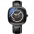 Mens Watches Fashion Black Waterproof Clock Sport Men Watch Military Date Leather