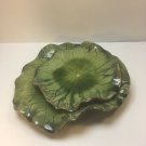 Global Views Green Lilly Pad Platter Plate Dish Home Decor Art - 11" and 8.5"