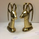 Pair Vintage 7.25" Tall Brass Bookends  Ibex or Antelope