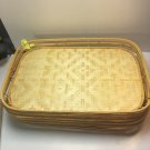 6 Wicker Bamboo Trays Tiki Bar Serving Tray  19" x 13"