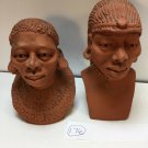 Sculptured Clay heads Bust of Aborigine man and woman signed  DULLO 1993 history