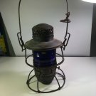 Antique A.T & S.F. RY. Lantern Blue globe dressel corning globe light lens vtg
