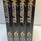 Memorex 4 Pack Blank VHS Video Cassette Tapes HS T-120 6 Hours VCR Indiv Sealed