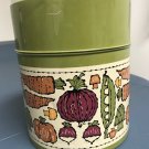 Vintage Retro Set Japan Metal Nesting Canisters Vegetables Green with Lids