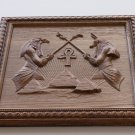 Ancient Egypt style Gods wooden relief - wood wall hanging decor