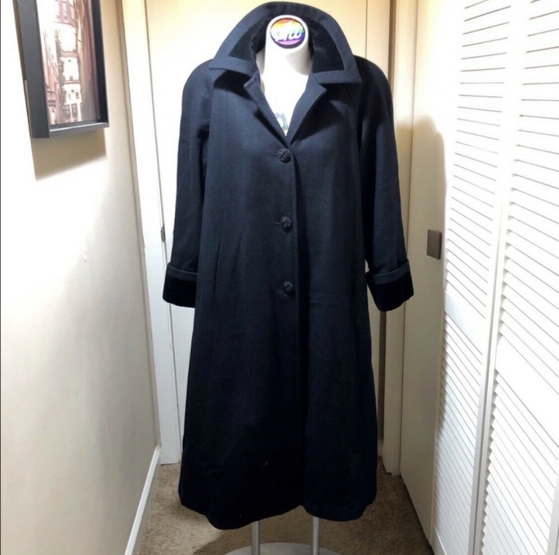 Vintage Black Wool Pea Coat Size Large