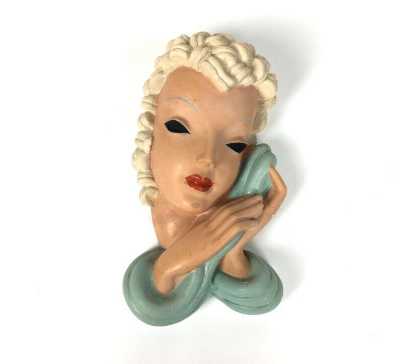 Art Deco Goldscheider Style Lady Bust Ceramic Wall Mask