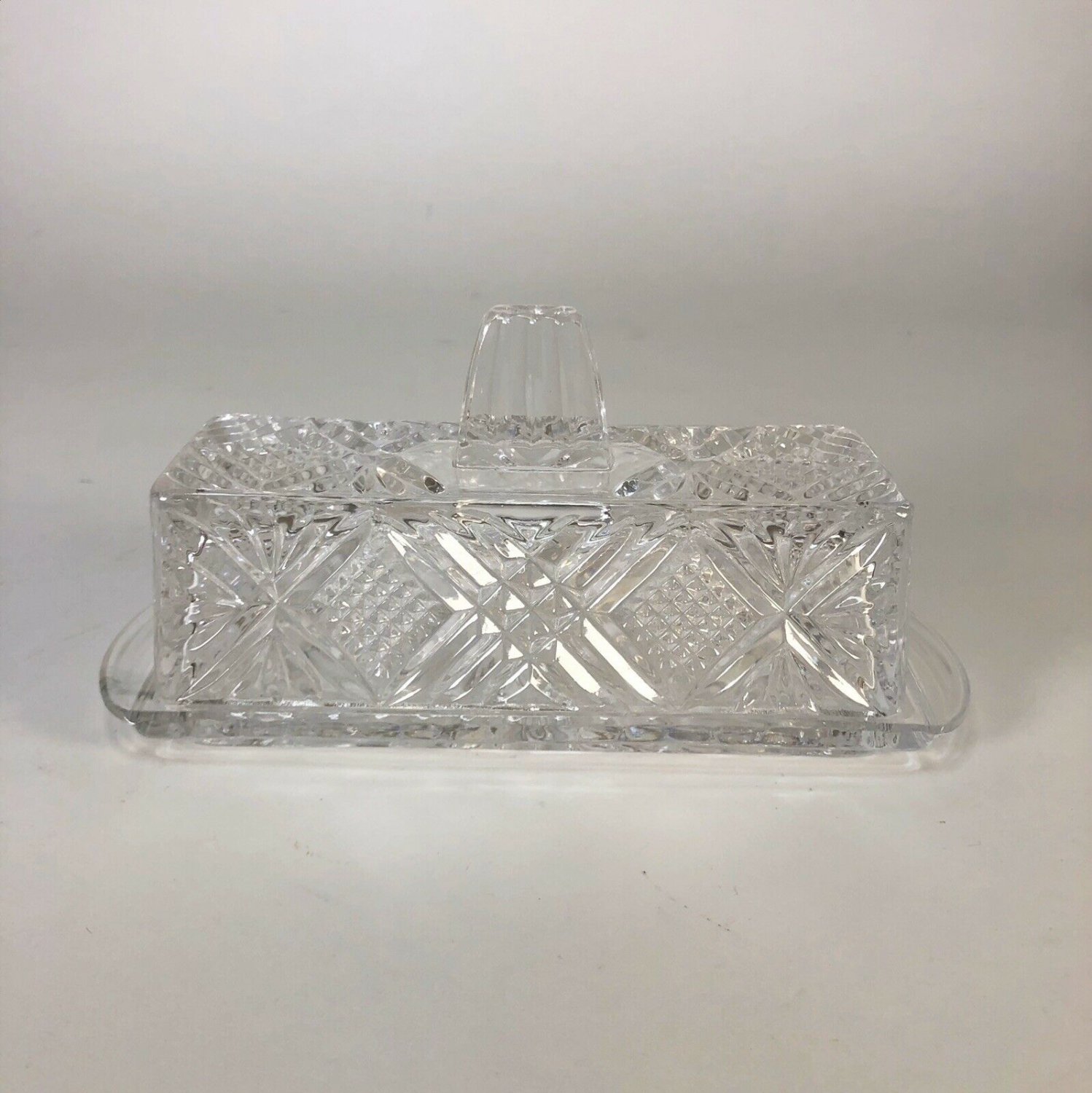 Vintage Decorative Cut Glass Butter Dish
