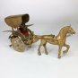 Vintage Original Brass Horse and Carriage Large