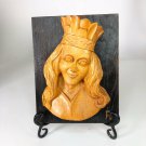 Hand Carved Folk Art Queen Sculpture 8.5” X 6.5”