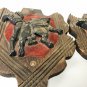 Mid-Century Spanish bronze bullfighters mounted on wooden plaques 13â x 10â