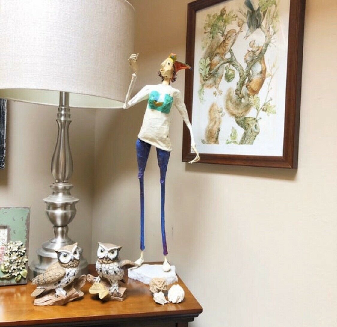 Folk Art Armature Sculpture 2' Tall | Unique Woman Papier-m&Atilde;&cent;ch&Atilde;&copy; Figure