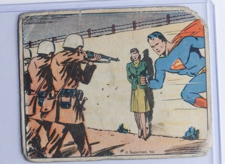 1940 GUM INC SUPERMAN #36 FACING THE FIRING SQUAD AUTHENTIC TRADING CARD