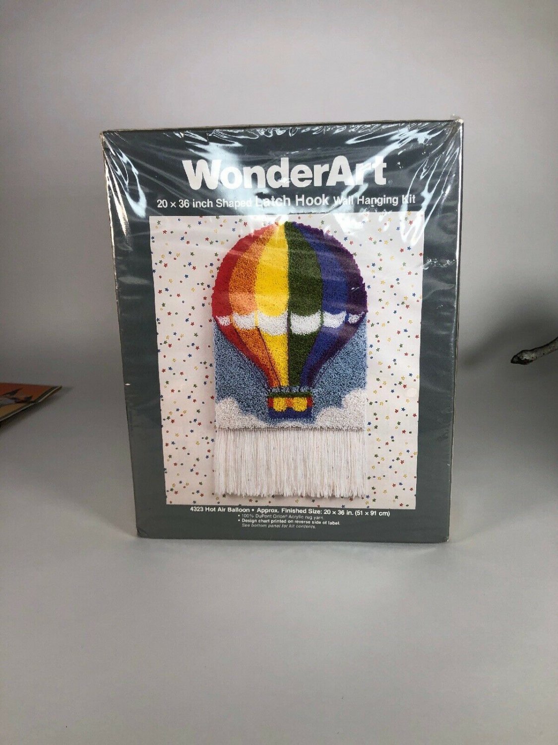 NIP Vintage Latch Hook Hot Air Balloon Craft Kit WonderArt
