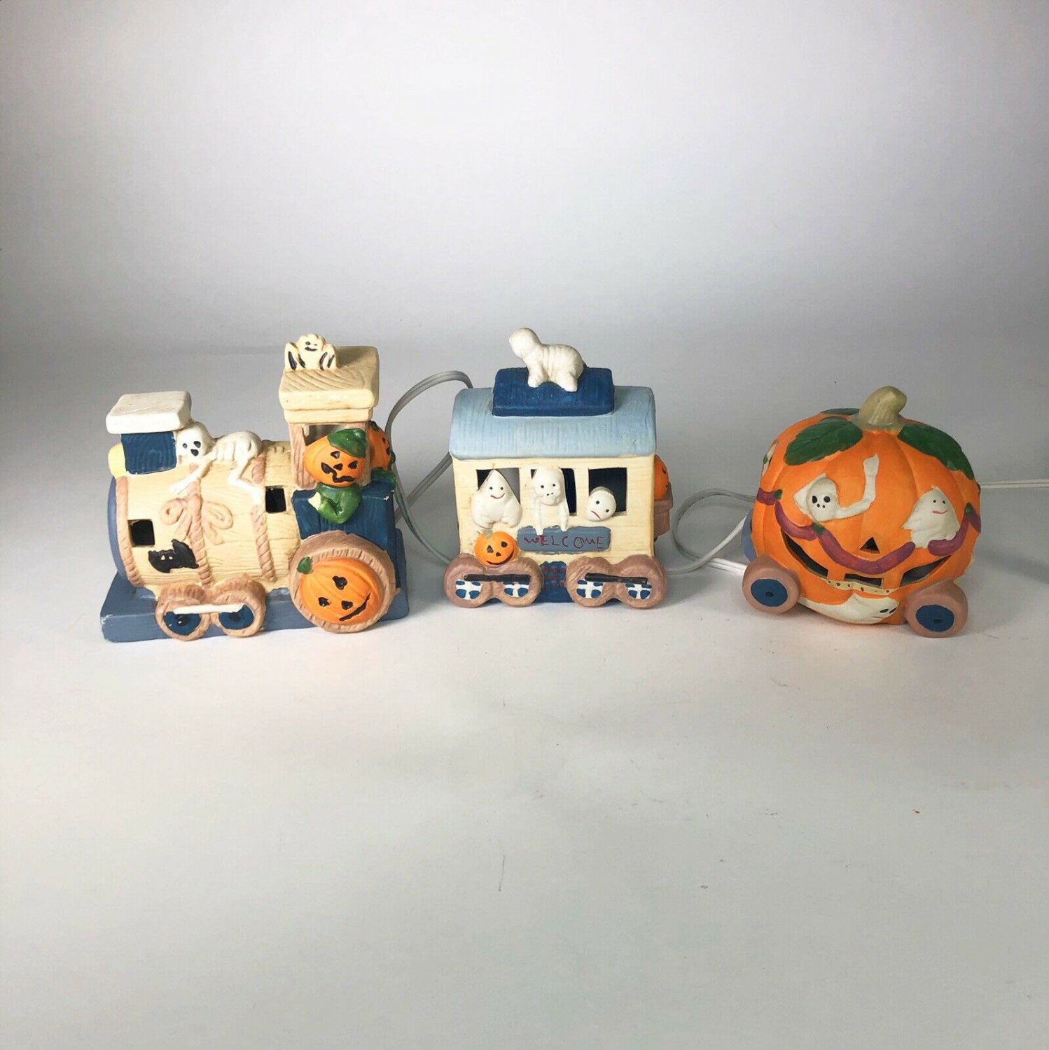 Vintage Halloween Train Ceramic Light-Up Decor