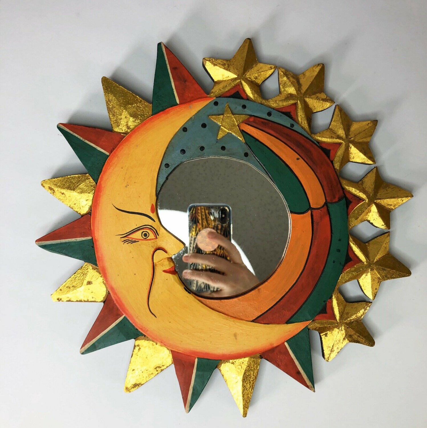 Moon, sun and stars boho mirror  12&acirc;�� in diameter