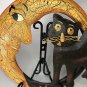 Metal crescent moon and black cat wall decor 12â in diameter