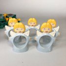 Set of 5 Vintage Ceramic Angel Napkin Rings  3.5” x 3” each
