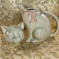 Vintage White Cat Teapot 7â X 6â