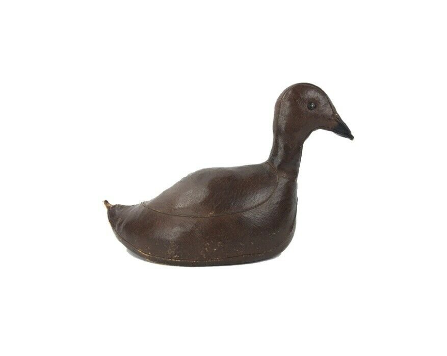 Antique Leather Duck Decoy Sculpture Made in Spain