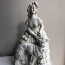 Vintage Ceramic Lady And Hound Statue 10.5” Tall