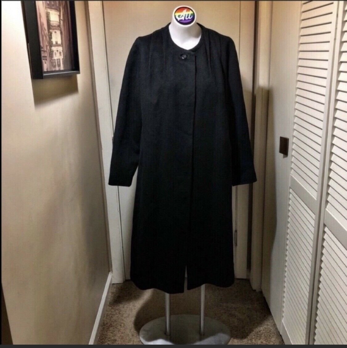 Vintage Old Hollywood Black Wool Peacoat Medium