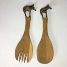 Oversized Zebra Wooden Spoon and Fork Set