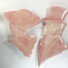 Vintage Pink Lady And Gentleman Ceramic Busts Wall Decor