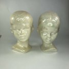 1976 Iridescent Ceramic Heads Boy and Girl  7” x 5” each